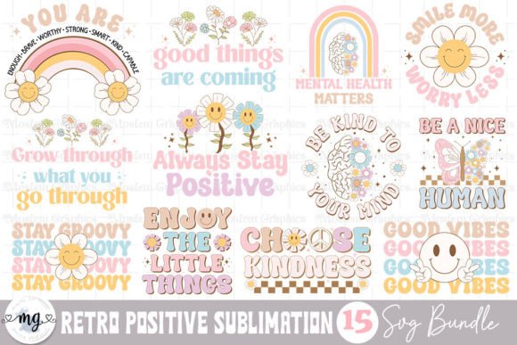 Download Retro Positive Quotes Sublimation Bundle - Quotes Collection