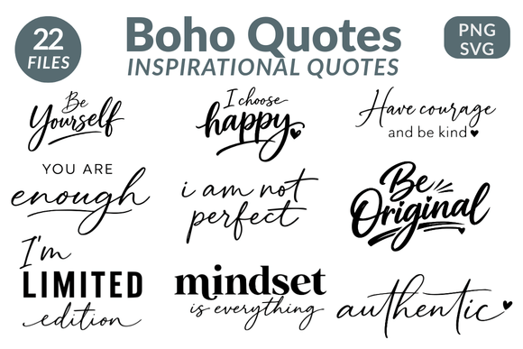 Download Boho Inspirational Quotes SVG PNG BUNDLE - Quotes Collection