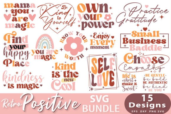 Download Retro Positive Quotes SVG Bundle. - Quotes Collection