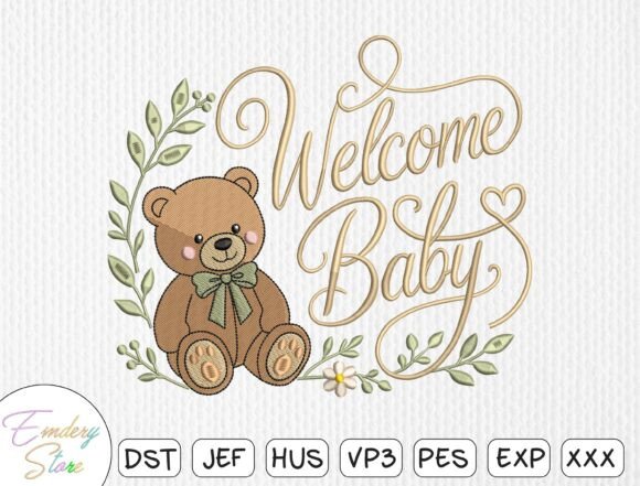 Download Teddy Bear &amp; Laurel Wreath Embroidery - Embroidery Collection